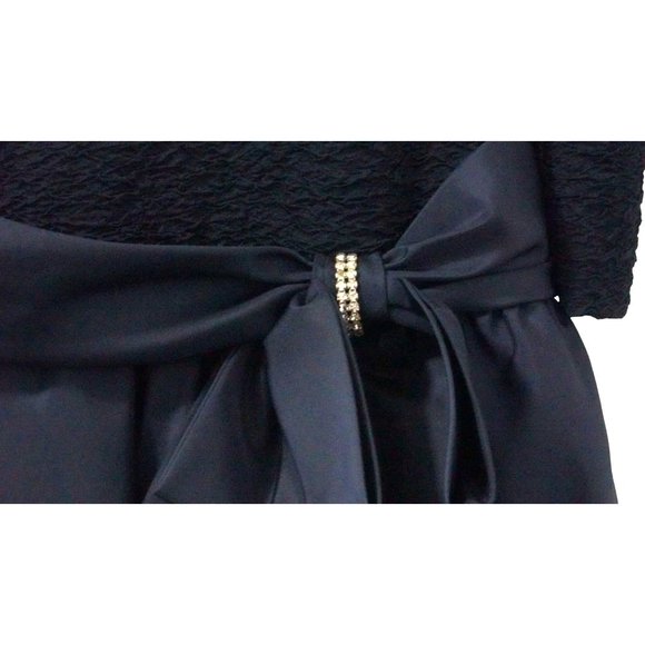 Vintage Rimini Bubble Dress Size 10 Ruched Shirred Top Rhinestone Bow Prom Homec - Picture 4 of 8